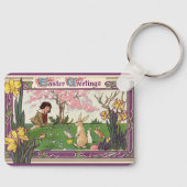 ヴィンテージとイースターの卵狩りの子ども キーホルダー (正面)