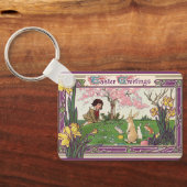ヴィンテージとイースターの卵狩りの子ども キーホルダー (裏面)