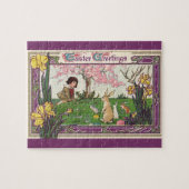 ヴィンテージとイースターの卵狩りの子ども ジグソーパズル (横)
