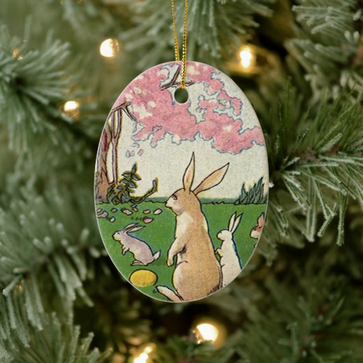 ヴィンテージとイースターの卵狩りの子ども セラミックオーナメント (ツリー)