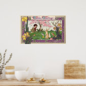 ヴィンテージとイースターの卵狩りの子ども ポスター (キッチン)