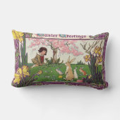 ヴィンテージとイースターの卵狩りの子ども ランバークッション (裏面)