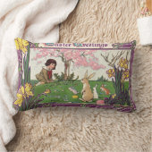 ヴィンテージとイースターの卵狩りの子ども ランバークッション (ブランケット)