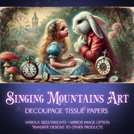 ヴィンテージとウサギのクロックの森の切り離し 薄葉紙