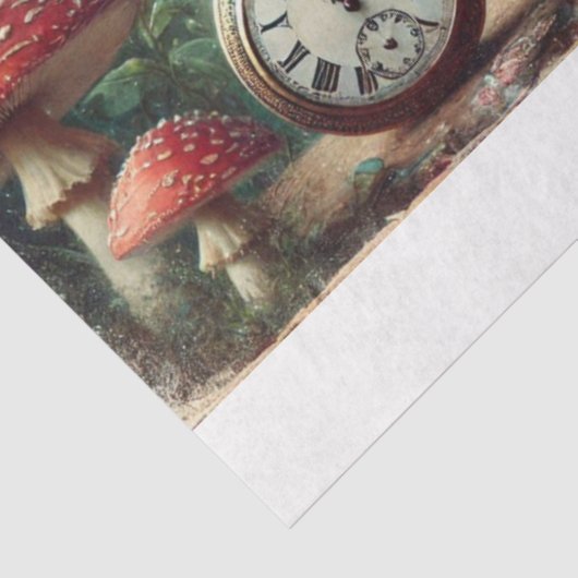 ヴィンテージとウサギのクロックの森の切り離し 薄葉紙 (詳細)
