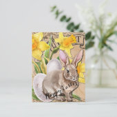 ヴィンテージとウサギ復活祭はがき ポストカード (スタンド正面)