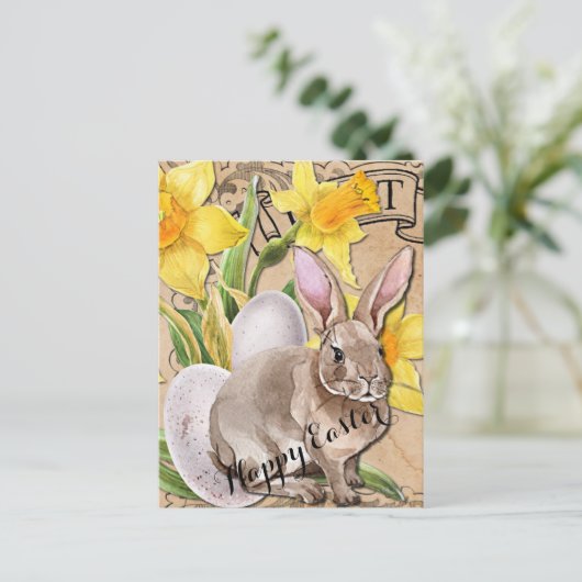 ヴィンテージとウサギ復活祭はがき ポストカード (スタンド正面)