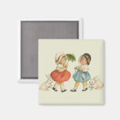 ヴィンテージとウサギ マグネット (正面/裏面)