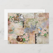 ヴィンテージとエフェメラコラージュ ポストカード (正面/裏面)