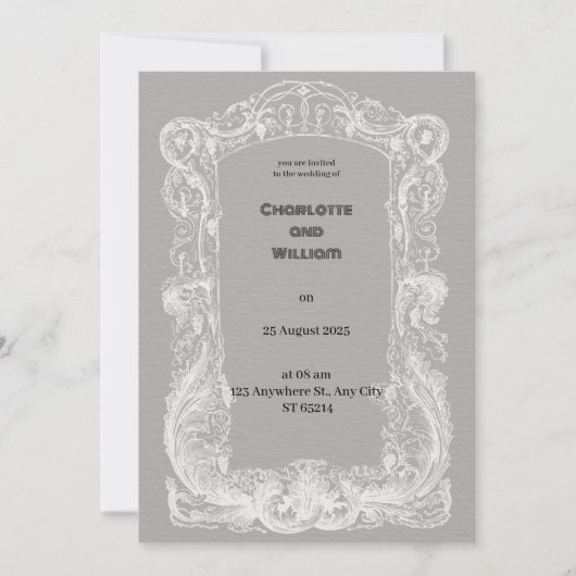 ヴィンテージとエレガントなウェディング招待状 招待状 (正面)
