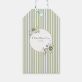 ヴィンテージとエレガントグリーン金ゴールドマイクロ結婚ズ ギフトタグ (正面)