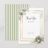 ヴィンテージとエレガントグリーン金ゴールドマイクロ結婚ズ サンキューカード (正面/裏面)