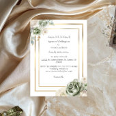 ヴィンテージとエレガントグリーン金ゴールドマイクロ結婚ズ 招待状