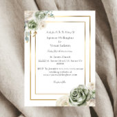 ヴィンテージとエレガントグリーン金ゴールドマイクロ結婚ズ 招待状