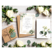 ヴィンテージとエレガントグリーン金ゴールドマイクロ結婚ズ 招待状