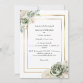 ヴィンテージとエレガントグリーン金ゴールドマイクロ結婚ズ 招待状 (正面)
