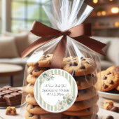 ヴィンテージとエレガントグリーン金ゴールドミクロ結婚ステッカー ラウンドシール