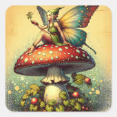 ヴィンテージとキノコ スクエアシール (正面)