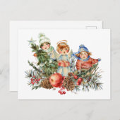 ヴィンテージとクリスマスの天使 シーズンポストカード (正面/裏面)