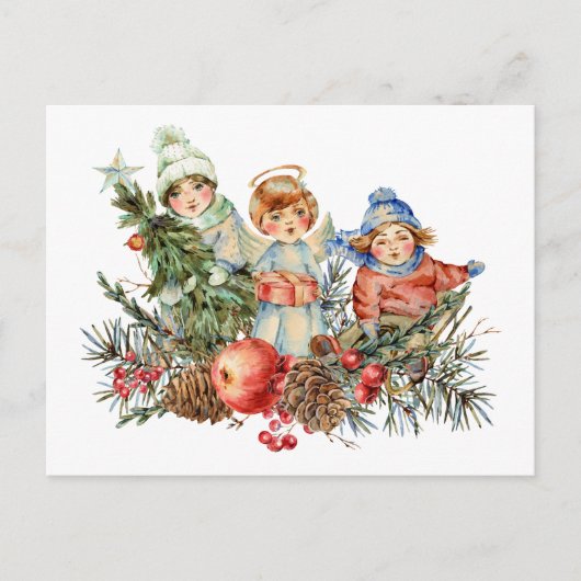 ヴィンテージとクリスマスの天使 シーズンポストカード (正面)