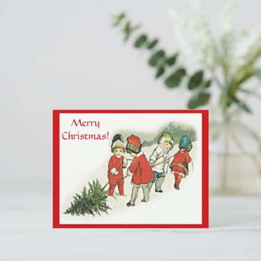 ヴィンテージとクリスマスツリーのポストカード シーズンポストカード (スタンド正面)