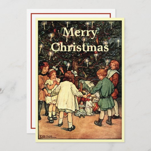 ヴィンテージとクリスマスツリー シーズンカード (正面/裏面)