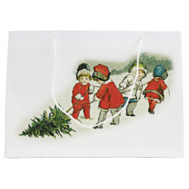 ヴィンテージとクリスマスツリー ラージペーパーバッグ