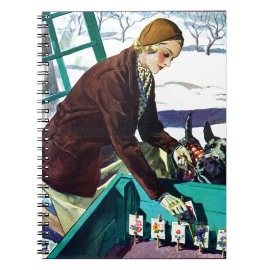 ヴィンテージとスコットランド犬の植栽 ノートブック (正面)