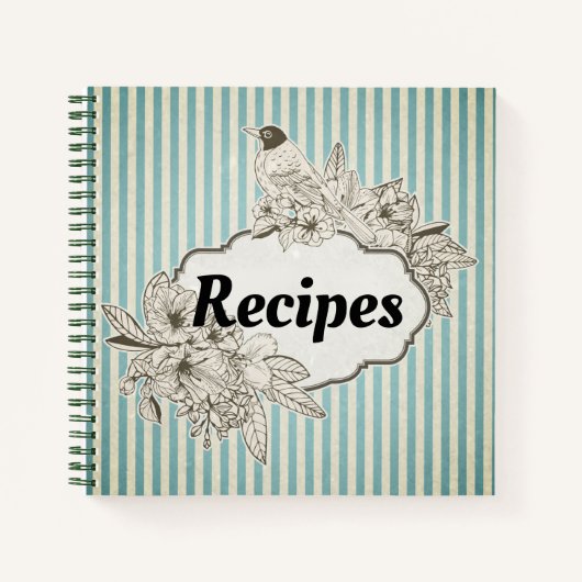 ヴィンテージとストライプレシピノート ノートブック (正面)