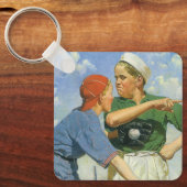 ヴィンテージとスポーツ少年遊野球 キーホルダー (正面)