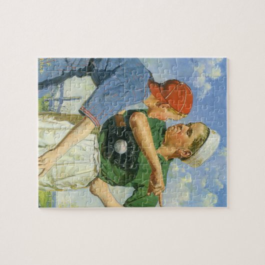 ヴィンテージとスポーツ少年遊野球 ジグソーパズル (横)