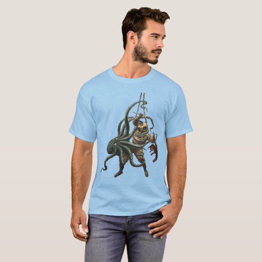ヴィンテージとタコを使ったロブスターの潜水士 Tシャツ (正面フル)