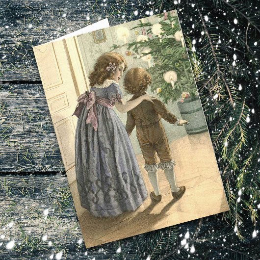 ヴィンテージとツリーのクリスマスカード シーズンカード