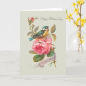 ヴィンテージとバラの母の日のグリーティングカード カード (黄色い花)