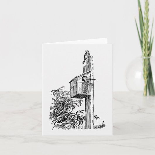 ヴィンテージとバードハウスノートカード カード (正面)