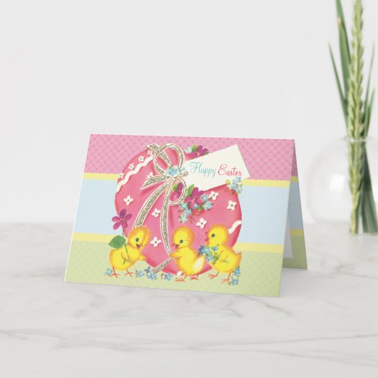 ヴィンテージとピンクのイースターエッグのメッセーカスタムジ シーズンカード (正面)