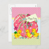 ヴィンテージとピンクのイースターエッグのメッセーカスタムジ シーズンポストカード (正面/裏面)