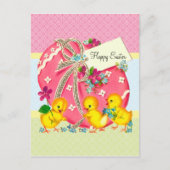 ヴィンテージとピンクのイースターエッグのメッセーカスタムジ シーズンポストカード (正面)