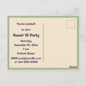 ヴィンテージとピンクのハイビスカスフラワー招待状 ポストカード (裏面)