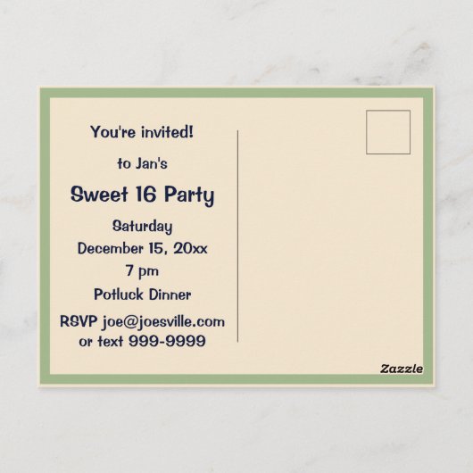 ヴィンテージとピンクのハイビスカスフラワー招待状 ポストカード (裏面)