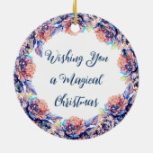 ヴィンテージとピンクのバラパーソナライズされた セラミックオーナメント (裏面)