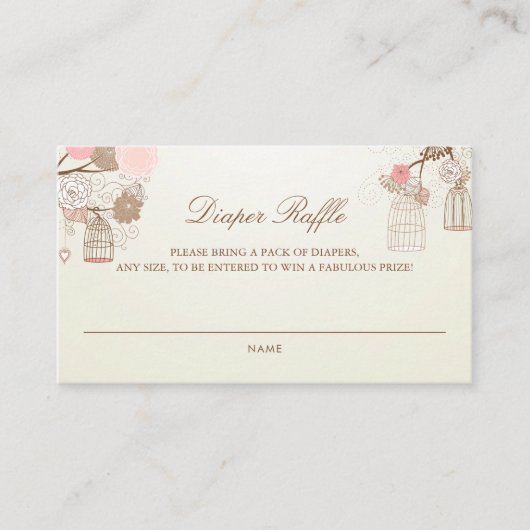 ヴィンテージとピンクの花おむつラッフル エンクロージャーカード (正面)