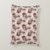 ヴィンテージとピンクの花 アクセントクッション (裏面(縦))