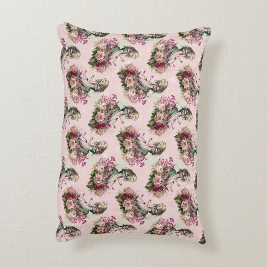 ヴィンテージとピンクの花 アクセントクッション (裏面(縦))