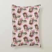 ヴィンテージとピンクの花 アクセントクッション (正面(垂直))