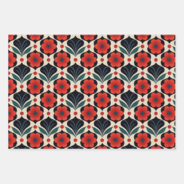 ヴィンテージとフォークパターン ラッピングペーパーシート