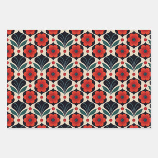 ヴィンテージとフォークパターン ラッピングペーパーシート