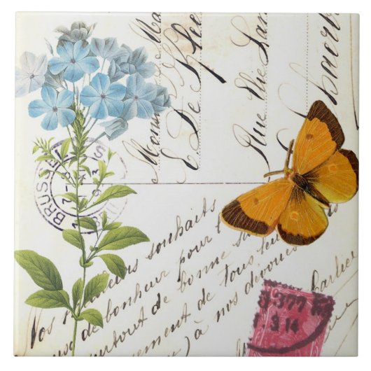 ヴィンテージとフローラはがき…タイル タイル (正面)