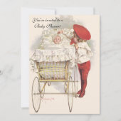 ヴィンテージとベビー、ベビービクトリアンシャワー 招待状 (正面)