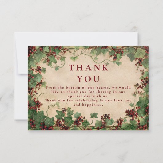 ヴィンテージとベリー結婚ズ サンキューカード (正面)